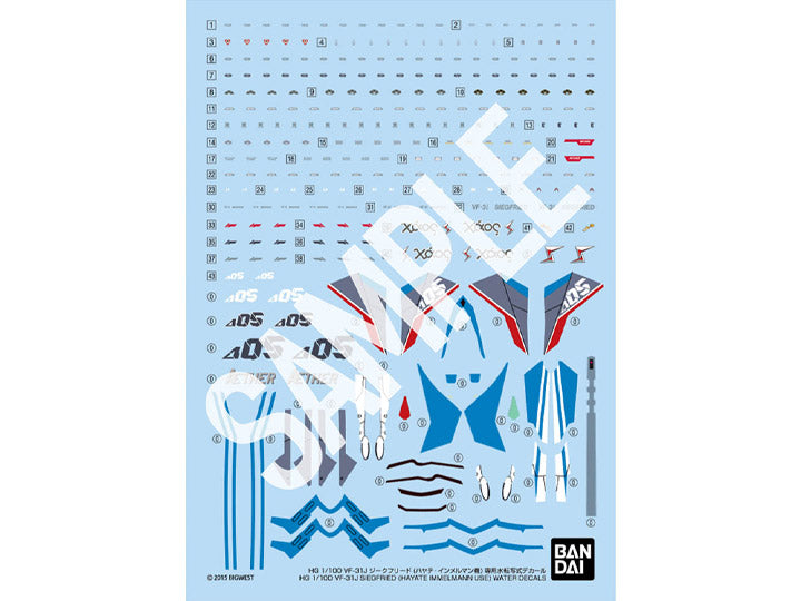PREORDER Macross Delta HG Hayate Immelmann's VF-31J Siegfried 1/100 Scale Water Slide Decal Sheet