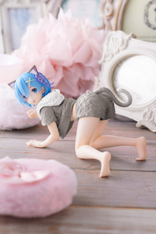PREORDER Re:Zero Starting Life in Another World Desktop Cute Figure - Rem (Cat Roomwear Ver.) Renewal Edition