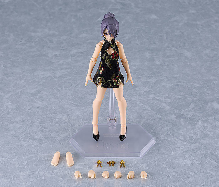 PREORDER figma Female Body (Mika) with Mini Skirt Chinese Dress Outfit (Black)