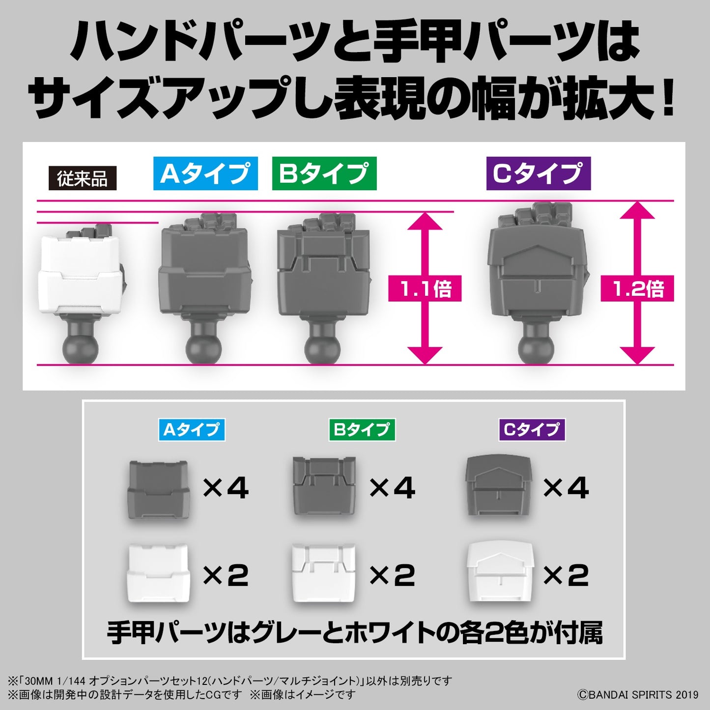 PREORDER 30MM 1/144 Option Parts Set 12 (Hand Parts/Multi Joint)