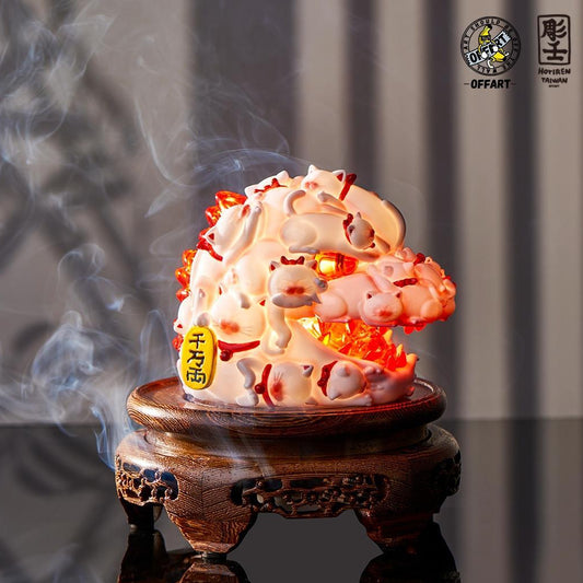 PREORDER OFFART x Horiren 12cm Hundred Cats Red Lotus Mini Fortune Head Sculpt: Underglaze Red Mini