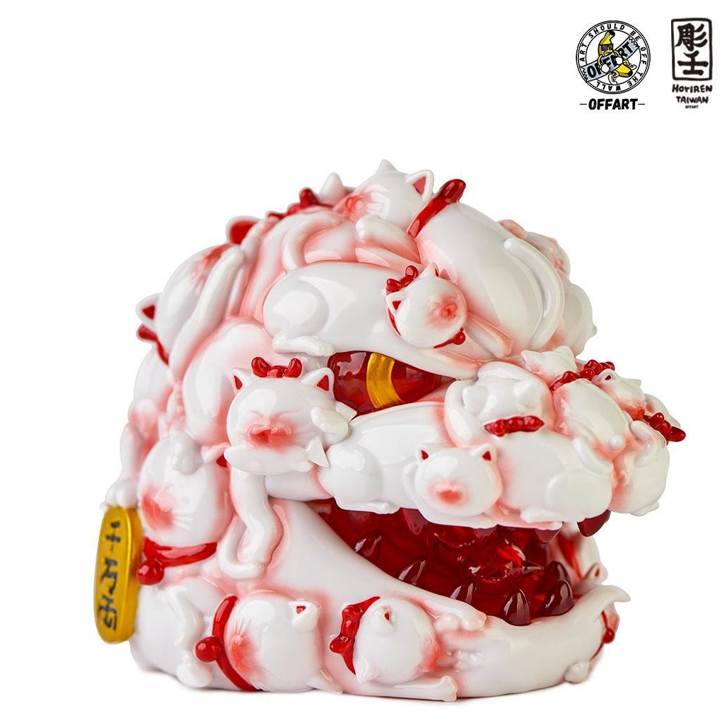 PREORDER OFFART x Horiren 12cm Hundred Cats Red Lotus Mini Fortune Head Sculpt: Underglaze Red Mini
