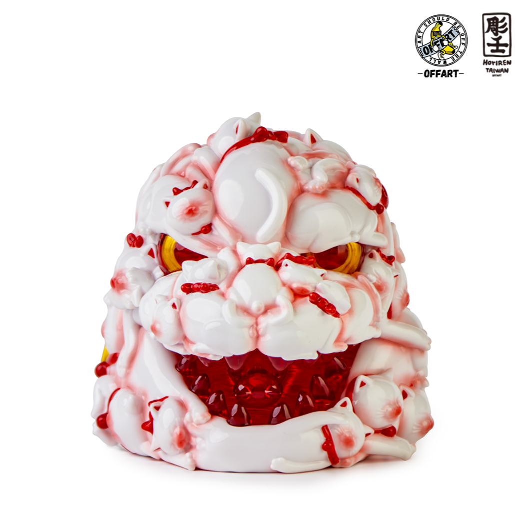 PREORDER OFFART x Horiren 12cm Hundred Cats Red Lotus Mini Fortune Head Sculpt: Underglaze Red Mini