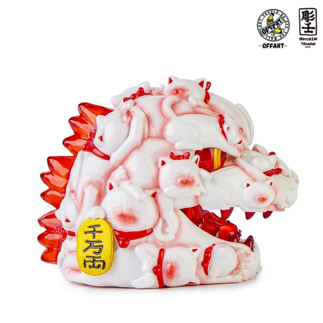 PREORDER OFFART x Horiren 12cm Hundred Cats Red Lotus Mini Fortune Head Sculpt: Underglaze Red Mini