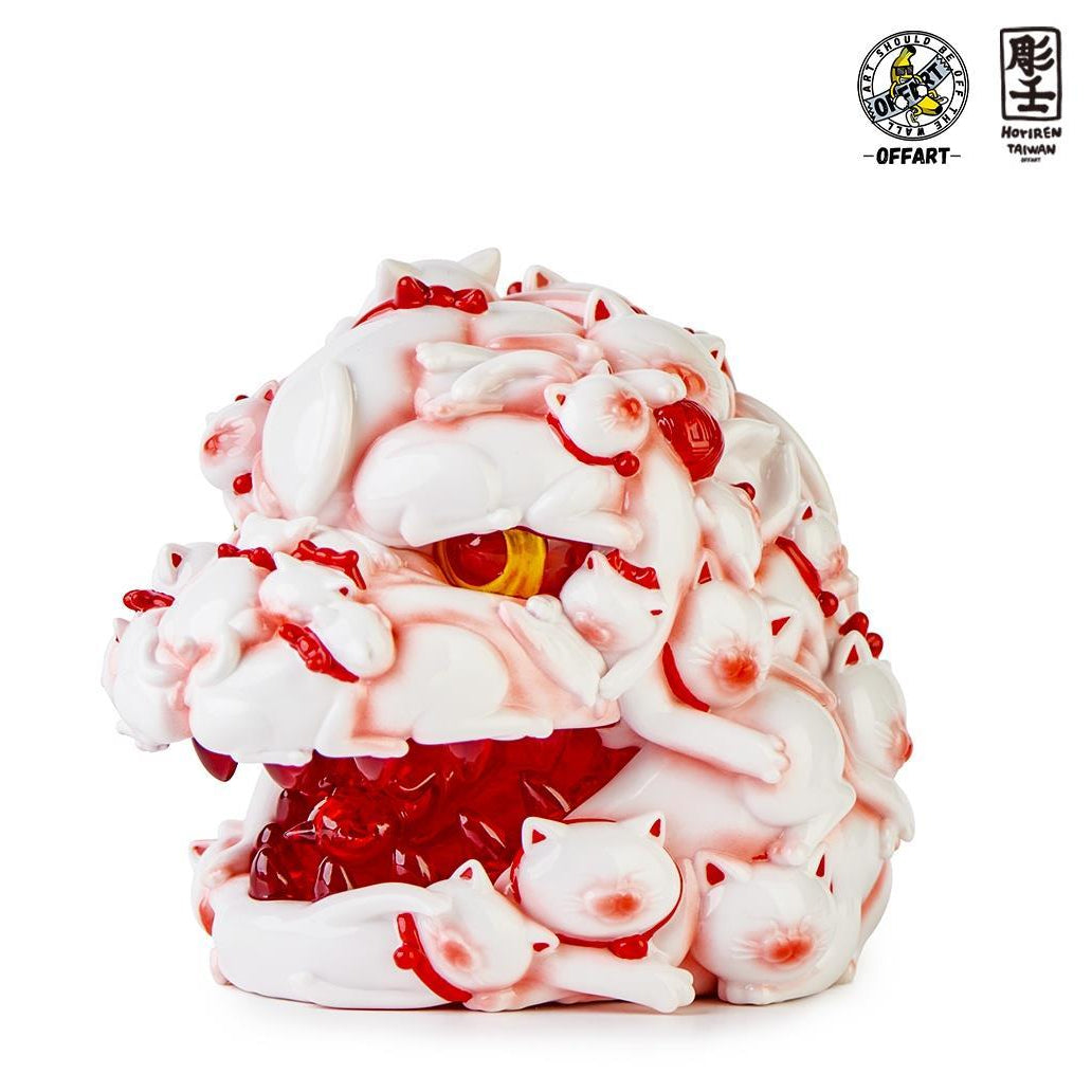 PREORDER OFFART x Horiren 12cm Hundred Cats Red Lotus Mini Fortune Head Sculpt: Underglaze Red Mini