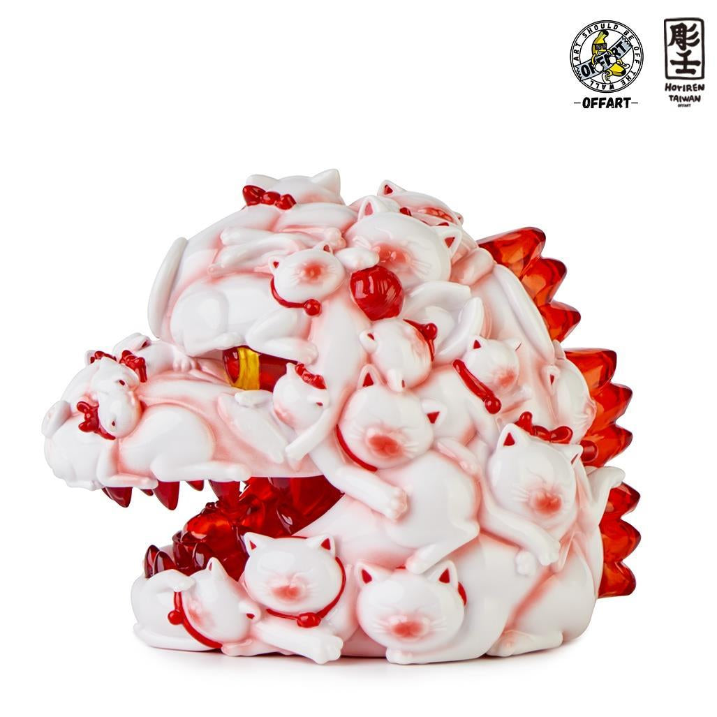 PREORDER OFFART x Horiren 12cm Hundred Cats Red Lotus Mini Fortune Head Sculpt: Underglaze Red Mini