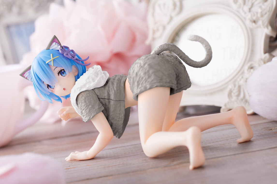 PREORDER Re:Zero Starting Life in Another World Desktop Cute Figure - Rem (Cat Roomwear Ver.) Renewal Edition