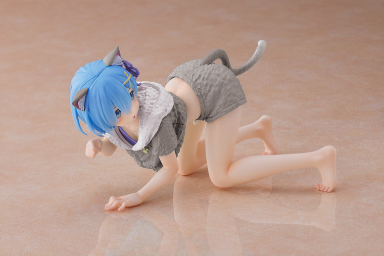 PREORDER Re:Zero Starting Life in Another World Desktop Cute Figure - Rem (Cat Roomwear Ver.) Renewal Edition