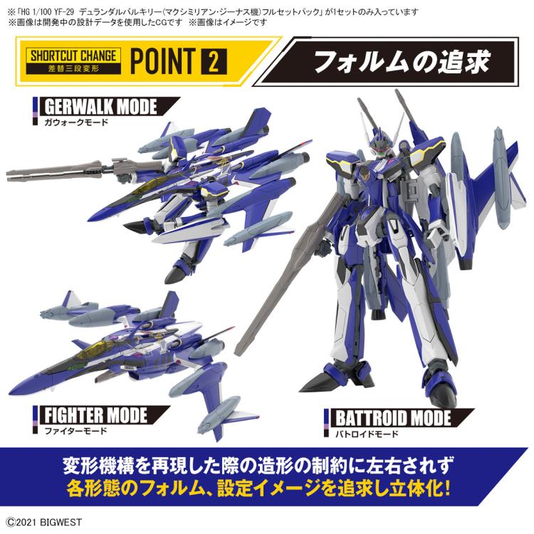 PREORDER Macross Delta HG YF-29 Durandal Valkyrie (Maximilian Genius Machine) Full Set 1/100 Scale Model Kit