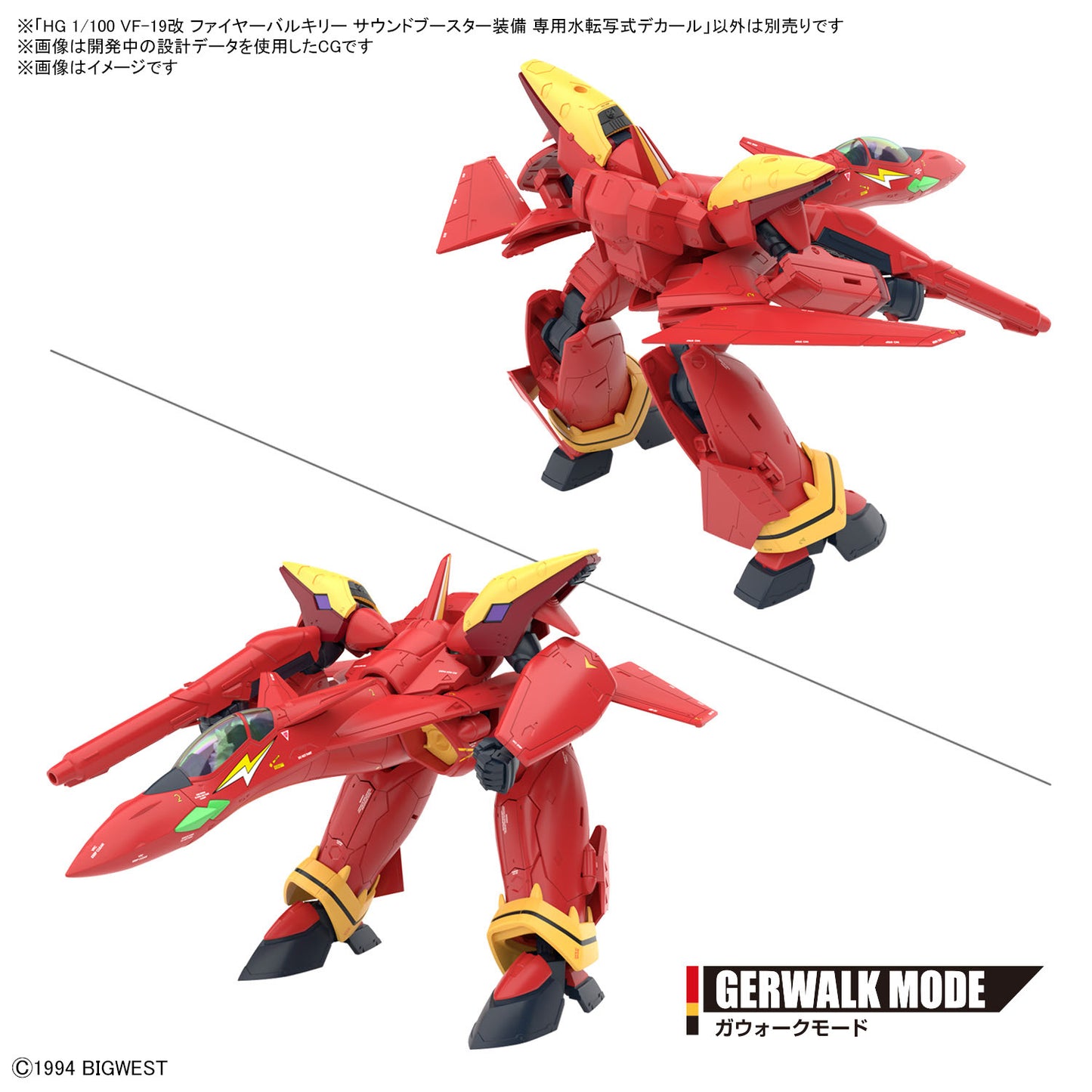 PREORDER HG 1/100 VF-19 CUSTOM FIRE VALKYRIE WITH SOUND BOOSTER WATER DECALS