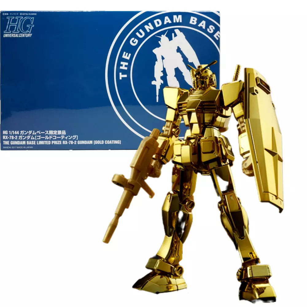 IN STOCK HG Gundam Base Limited Prize RX-78-2 Gundam [Gold Coating] Mobile Suit Gundam with Limited Metallic Action Base 1